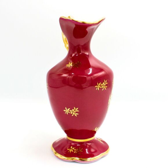 Vintage Limoges Porcelain Vase Ewer Pitcher Red Wine Burgundy Rococo Style Decor - Picture 4 of 7